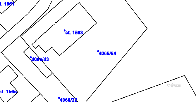 Parcela st. 4066/64 v KÚ Jáchymov, Katastrální mapa