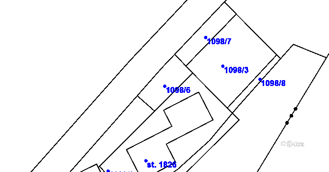 Parcela st. 1098/6 v KÚ Jáchymov, Katastrální mapa