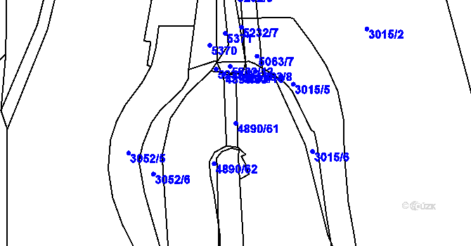 Parcela st. 4890/61 v KÚ Jáchymov, Katastrální mapa