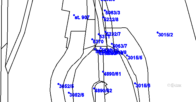 Parcela st. 4890/63 v KÚ Jáchymov, Katastrální mapa