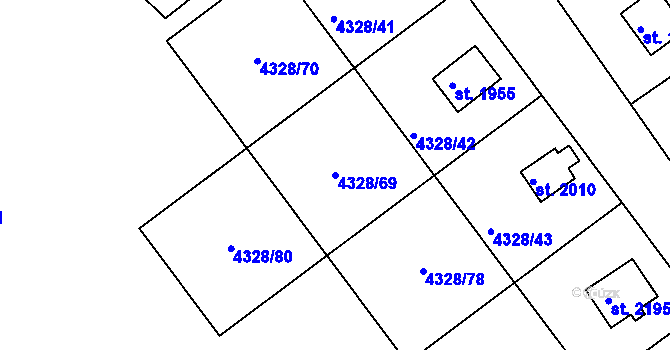 Parcela st. 4328/69 v KÚ Jáchymov, Katastrální mapa