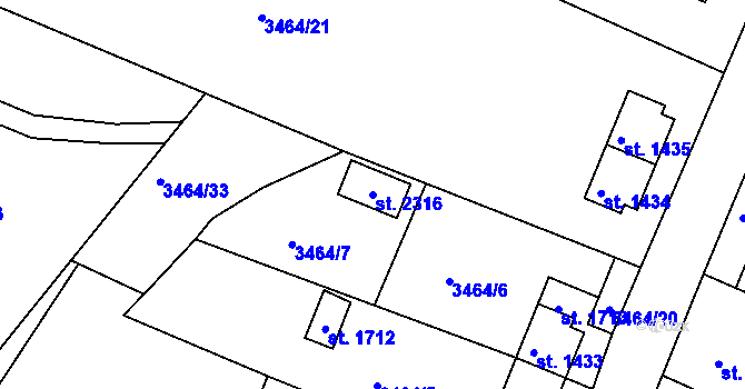 Parcela st. 2316 v KÚ Jáchymov, Katastrální mapa