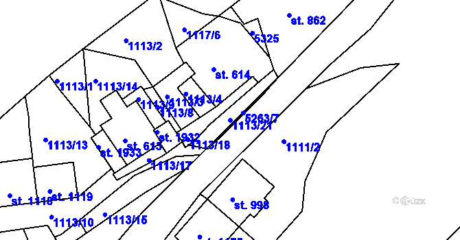 Parcela st. 1113/21 v KÚ Jáchymov, Katastrální mapa