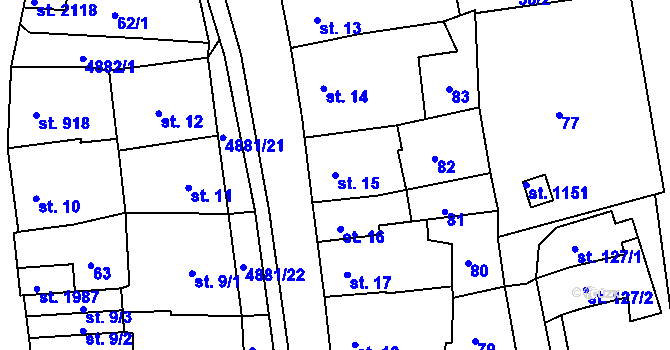 Parcela st. 15 v KÚ Jáchymov, Katastrální mapa