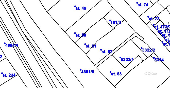 Parcela st. 51 v KÚ Jáchymov, Katastrální mapa