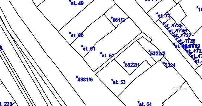 Parcela st. 52 v KÚ Jáchymov, Katastrální mapa
