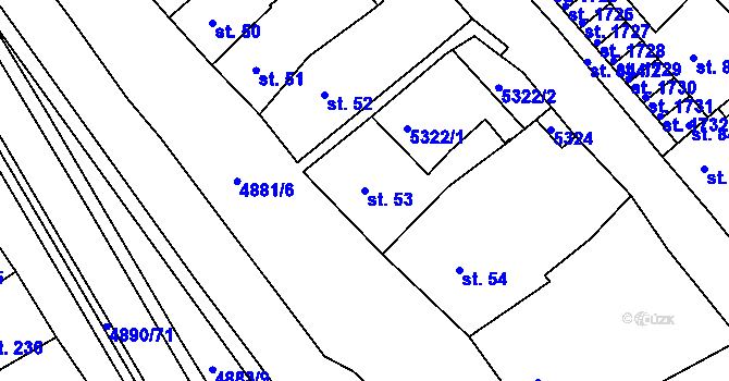 Parcela st. 53 v KÚ Jáchymov, Katastrální mapa