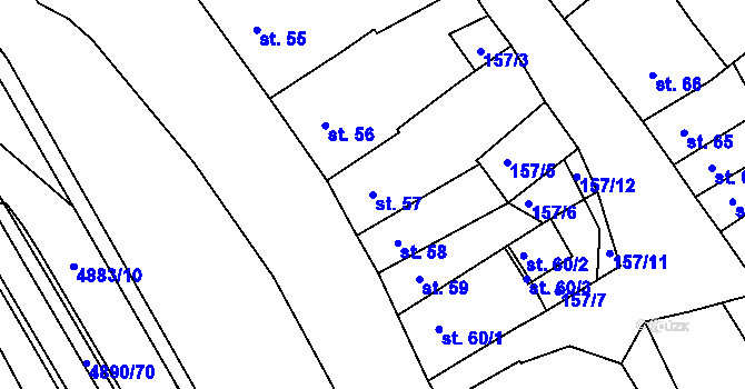 Parcela st. 57 v KÚ Jáchymov, Katastrální mapa