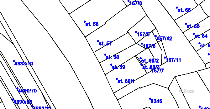 Parcela st. 58 v KÚ Jáchymov, Katastrální mapa