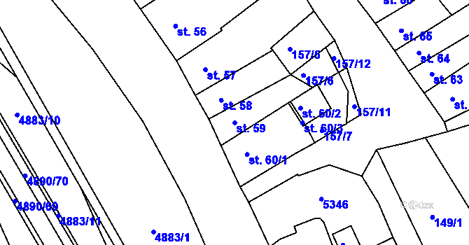 Parcela st. 59 v KÚ Jáchymov, Katastrální mapa