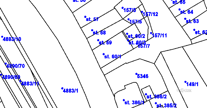Parcela st. 60/1 v KÚ Jáchymov, Katastrální mapa