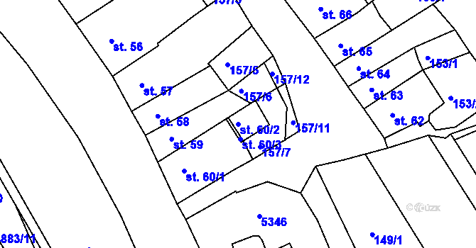Parcela st. 60/2 v KÚ Jáchymov, Katastrální mapa