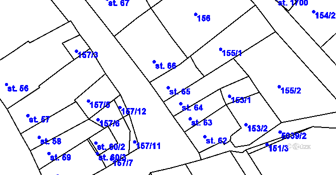 Parcela st. 65 v KÚ Jáchymov, Katastrální mapa