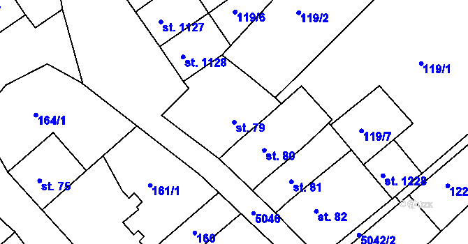 Parcela st. 79 v KÚ Jáchymov, Katastrální mapa