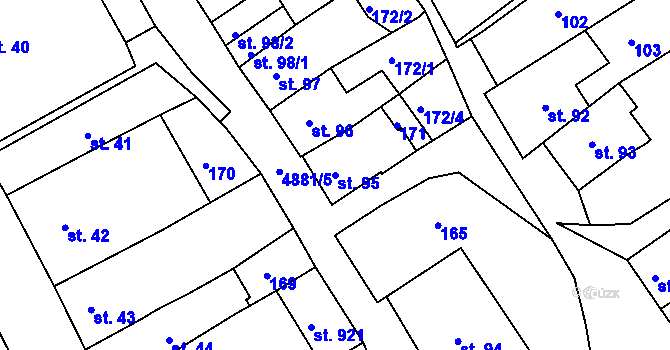 Parcela st. 95 v KÚ Jáchymov, Katastrální mapa
