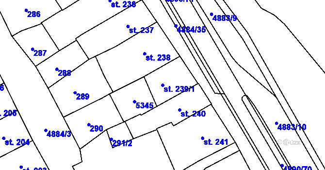 Parcela st. 239/1 v KÚ Jáchymov, Katastrální mapa