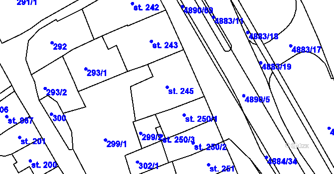Parcela st. 245 v KÚ Jáchymov, Katastrální mapa