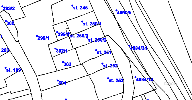 Parcela st. 251 v KÚ Jáchymov, Katastrální mapa