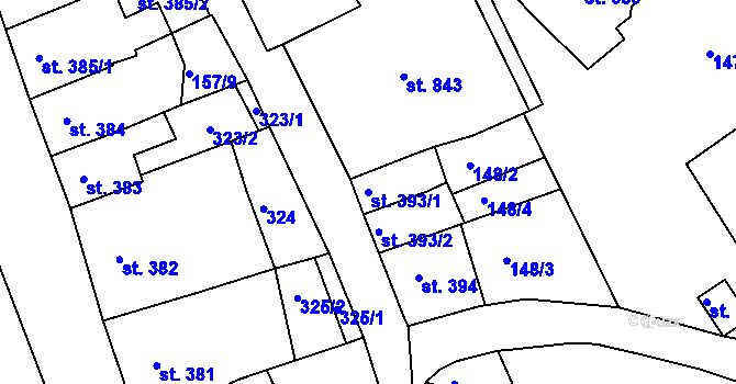 Parcela st. 393/1 v KÚ Jáchymov, Katastrální mapa