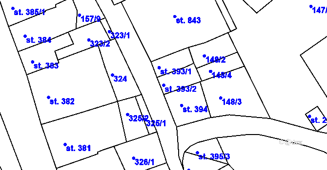 Parcela st. 393/2 v KÚ Jáchymov, Katastrální mapa