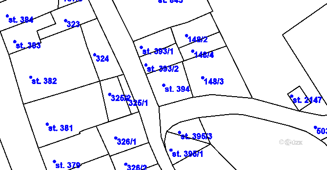 Parcela st. 394 v KÚ Jáchymov, Katastrální mapa
