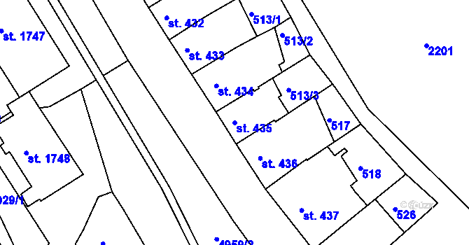 Parcela st. 435 v KÚ Jáchymov, Katastrální mapa