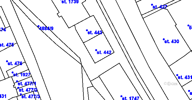 Parcela st. 442 v KÚ Jáchymov, Katastrální mapa