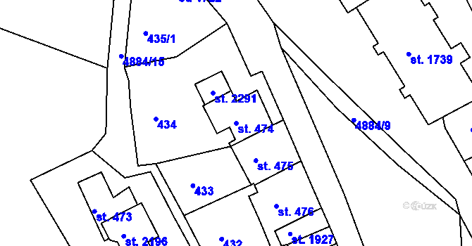 Parcela st. 474 v KÚ Jáchymov, Katastrální mapa