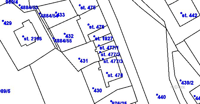 Parcela st. 477/2 v KÚ Jáchymov, Katastrální mapa
