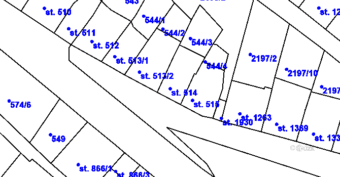 Parcela st. 514 v KÚ Jáchymov, Katastrální mapa