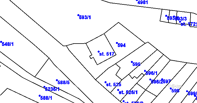 Parcela st. 517 v KÚ Jáchymov, Katastrální mapa