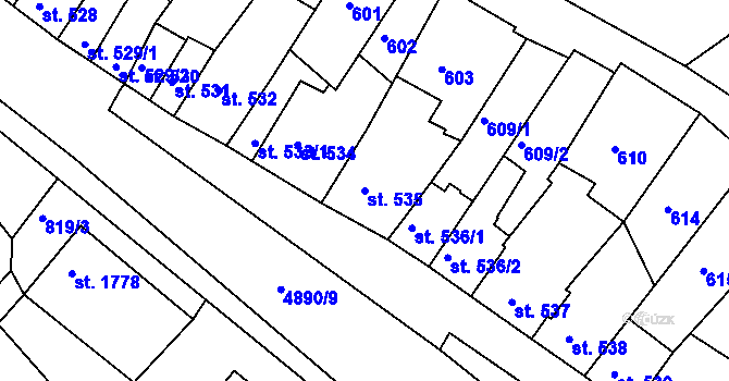 Parcela st. 535 v KÚ Jáchymov, Katastrální mapa