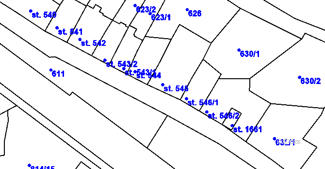 Parcela st. 545 v KÚ Jáchymov, Katastrální mapa