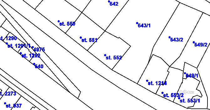 Parcela st. 552 v KÚ Jáchymov, Katastrální mapa