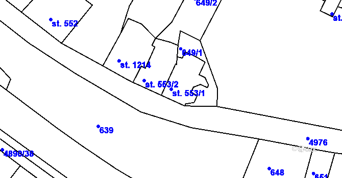 Parcela st. 553/1 v KÚ Jáchymov, Katastrální mapa