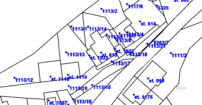 Parcela st. 613 v KÚ Jáchymov, Katastrální mapa