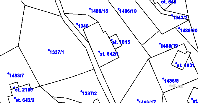 Parcela st. 642/1 v KÚ Jáchymov, Katastrální mapa