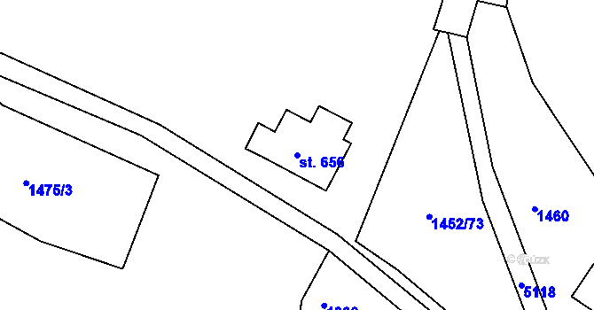 Parcela st. 656 v KÚ Jáchymov, Katastrální mapa