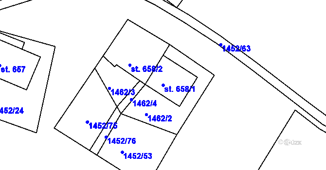 Parcela st. 658/1 v KÚ Jáchymov, Katastrální mapa