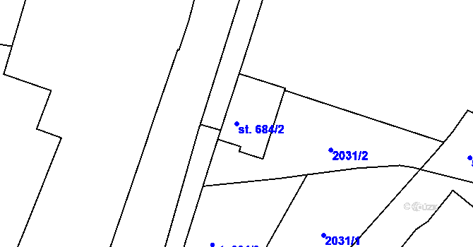 Parcela st. 684/2 v KÚ Jáchymov, Katastrální mapa