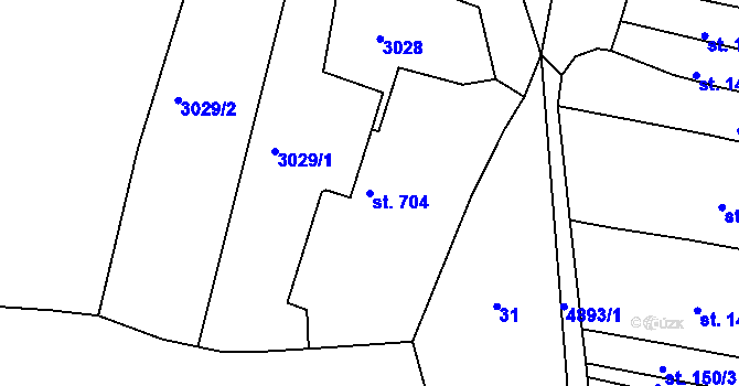Parcela st. 704 v KÚ Jáchymov, Katastrální mapa