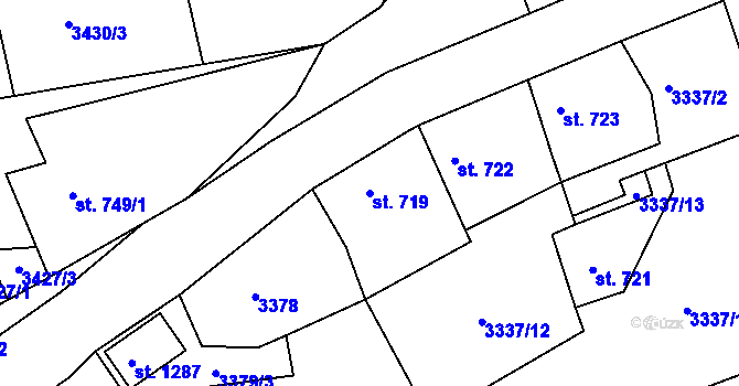 Parcela st. 719 v KÚ Jáchymov, Katastrální mapa
