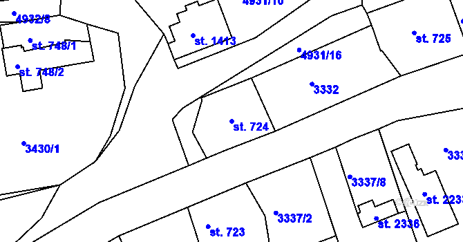 Parcela st. 724 v KÚ Jáchymov, Katastrální mapa
