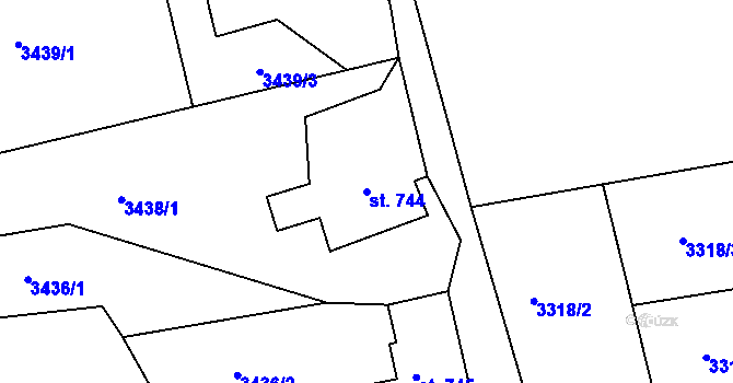 Parcela st. 744 v KÚ Jáchymov, Katastrální mapa