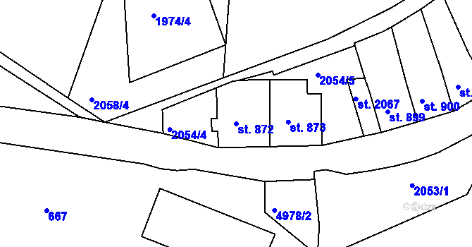 Parcela st. 872 v KÚ Jáchymov, Katastrální mapa
