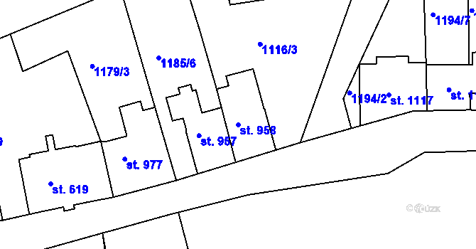 Parcela st. 958 v KÚ Jáchymov, Katastrální mapa