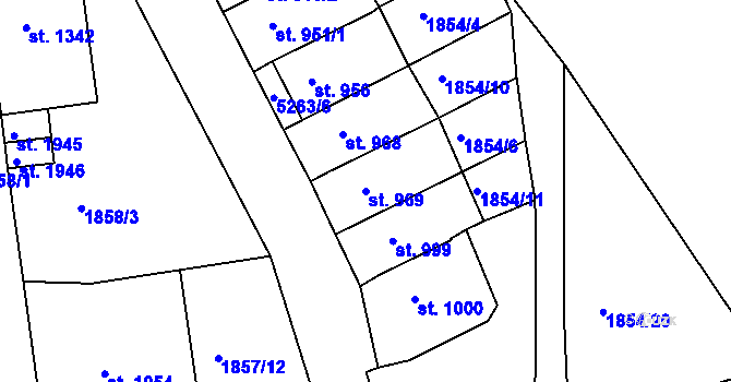 Parcela st. 969 v KÚ Jáchymov, Katastrální mapa