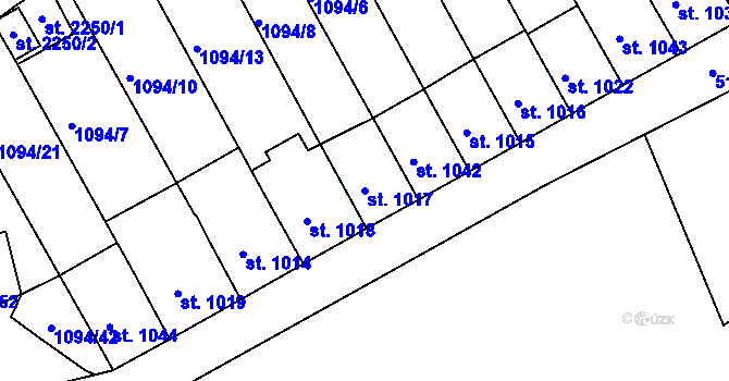 Parcela st. 1017 v KÚ Jáchymov, Katastrální mapa
