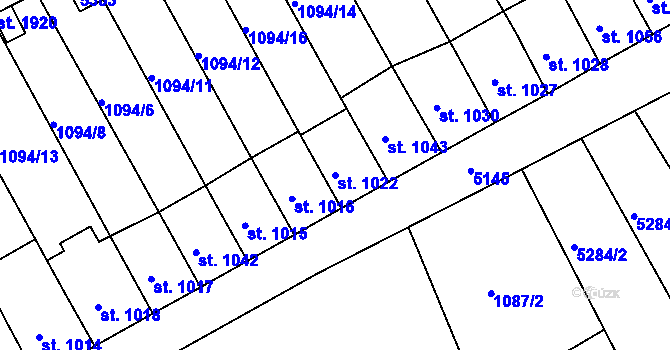 Parcela st. 1022 v KÚ Jáchymov, Katastrální mapa