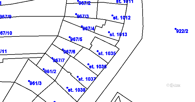 Parcela st. 1035 v KÚ Jáchymov, Katastrální mapa